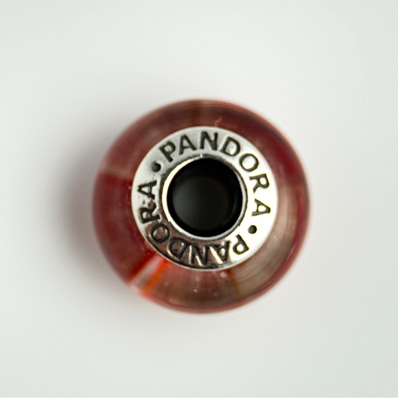 PANDORA Coral Murano Glass Charm 790926 Sterling Silver Core Retired Red Bead - Picture 5 of 13